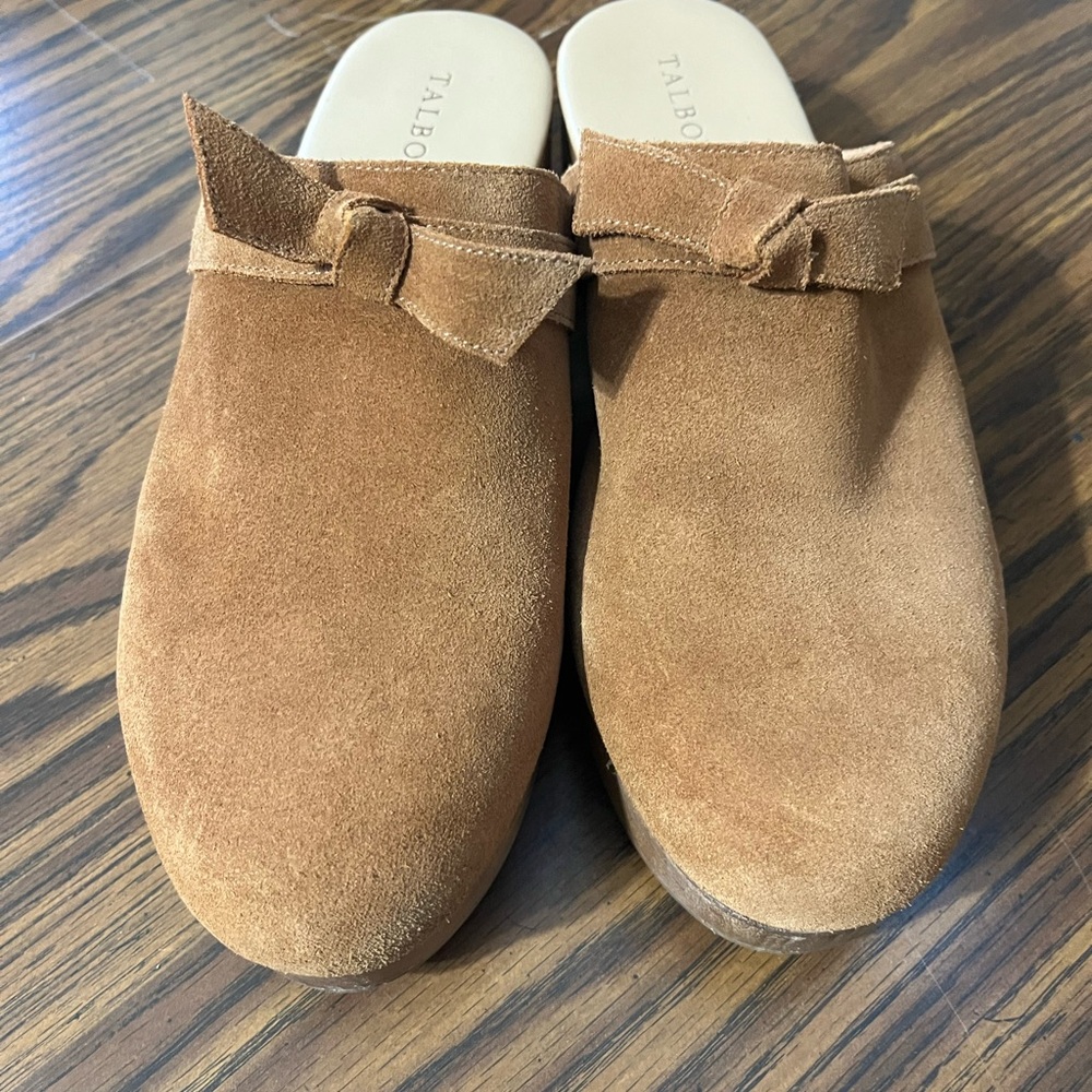 Talbots Tan Suede Mules Cozy Slip-On Shoes‎